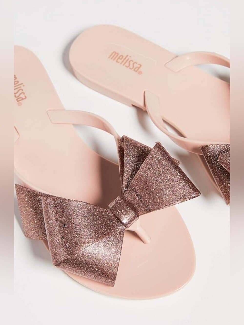 Melissa Pink Sandals with Glittery Rose-Gold Bow